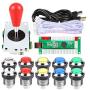 EG STARTS 1 Player LED Arcade DIY Part Kit USB Encoder to PC Gamepads Ellipse & Oval Style Bat Joystick + 5V LED Arcade Buttons for Video Games Mame Raspberry Pi Arcade1up (Chrome Mix Colors)