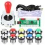 EG STARTS 1 Player LED Arcade DIY Part Kit USB Encoder to PC Gamepads Ellipse & Oval Style Bat Joystick + 5V LED Arcade Buttons for Video Games Mame Raspberry Pi Arcade1up (Chrome Mix Colors)