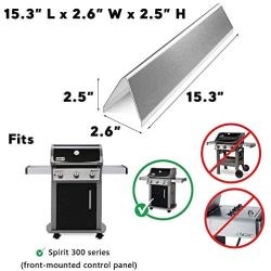 QuliMetal 7636 15.3 Inches Flavor Bars for Weber Spirit 300 E310 E320 E330 S310 S320 S330, Stainless Steel Grill Parts for Weber Spirit 300 Series Heat Plates (with Front Control Knobs), 16 GA