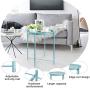 CERBIOR Tray End Table, Round Metal Tray Table Side Sofa Table Anti-Rust and Waterproof Outdoor & Indoor Snack Table Accent Coffee Table Gray Blue