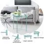 CERBIOR Tray End Table, Round Metal Tray Table Side Sofa Table Anti-Rust and Waterproof Outdoor & Indoor Snack Table Accent Coffee Table Gray Blue