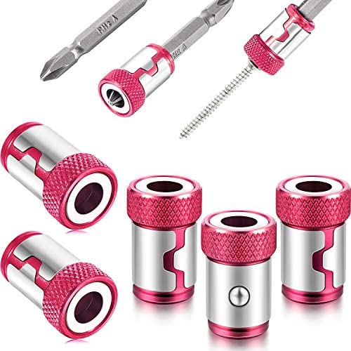 5 Pieces Magnetic Screw Ring Bit Magnetizer Ring Metal Magnetizer Screw, Removable for 1/4 Inch/ 6.35 mm Hex Screwdriver and Power Bits (Red)