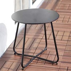 Grand patio Round Metal Side/End Table, Steel Patio Coffee Table for Bistro, Porch, Weather Resistant Outside Table Small (Black)