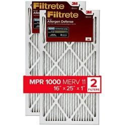 Filtrete 16x25x1, AC Furnace Air Filter, MPR 1000, Micro Allergen Defense, 2-Pack (exact dimensions 15.719 x 24.72 x 0.84)