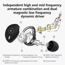 KBEAR KB06 in Ear Headphone,H HIFIHEAR IEM 2BA 1DD Stereo in Ear Earphone, HiFi Over Ear Earbud Headset Noise Cancelling Hybrid Earphone with Removable Cable (No Mic, KB06 Silver)