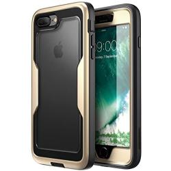 i-Blason Magma Series Case for iPhone 8 Plus 2017/iPhone 7 Plus, Heavy Duty Protection Full Body Bumper Case with Built-in Screen Protector, Includes Removable Beltclip Holster (Gold)