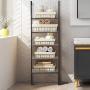 Tangkula 5-Tier Ladder Shelf Against The Wall, Industrial Bookcase, Display Storage Rack, Plant Flower Stand, Wood Look Bookshelf with Metal Frame, Ideal for Home Office (Dark-Brown)