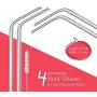 SipWell 9.5mm Bent Wide Stainless Steel Drinking Straws, 4-Pack – Rust Proof Metal Straws w/Cleaning Brushes – Perfect for Smoothies & Cold Beverages
