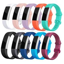 Replacement Bands Compatibe Fitbit Alta HR and Alta Band with Metal Clasp, KOMEI Silicone Accessory Replacement Bands with Clasp for Fitbit Alta HR and alta racelet Sport (Large 10pcs)