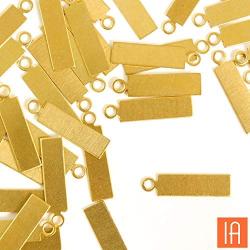 ImpressArt Rectangle Tag w/Ring 5/8'' Premium Metal Stamping Blanks, 24 Pieces, (Brass)