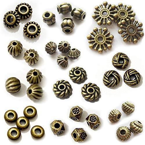 Heathers cf Bead Jewelry Bronze Spacer Beads Kit 500pcs Jewelry Findings Beading Assortment DIY Accessories for Bracelet Necklace Jewelry Making Bead Spacers…