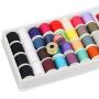 QUARKACE Mini Sewing Machine Thread, 60 Pieces Sewing Thread Kit Including Threaded Bobbins and Spools, Mixed Colors Machine Thread