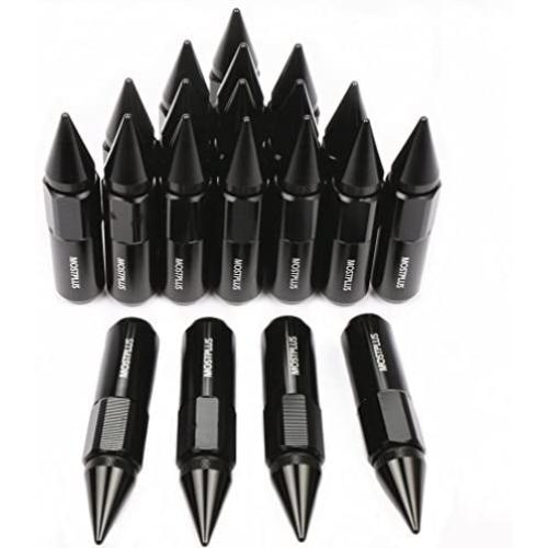 MOSTPLUS 60mm M12X1.5 Racing Wheel Spiked Lug Nuts Extended Pack of 20 (Black)