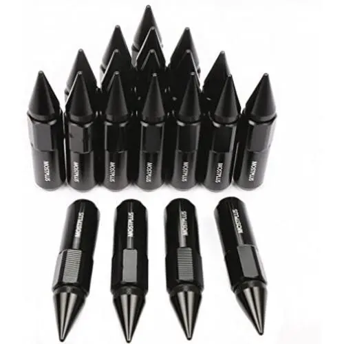 MOSTPLUS 60mm M12X1.5 Racing Wheel Spiked Lug Nuts Extended Pack of 20 (Black)