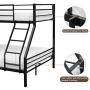 Bonnlo Bunk Bed Twin Over Full Sturdy Metal Bed Frame with Flat Ladder and Guardrail for Adults/Children/Teens, Black