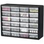 Akro-Mils 24 Drawer 10724, Plastic Parts Storage Hardware and Craft Cabinet, (20-Inch W x 6-Inch D x 16-Inch H), Black