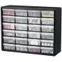 Akro-Mils 24 Drawer 10724, Plastic Parts Storage Hardware and Craft Cabinet, (20-Inch W x 6-Inch D x 16-Inch H), Black Akro-Mils 24 Drawer 10724, Plastic Parts Storage Hardware and Craft Cabinet, (20-Inch W x 6-Inch D x 16-Inch H), Black