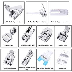 lorelo 11 Pieces Presser Feet Sewing Machine Presser Foot Sewing Machine Kit Household DIY Spare Parts Accessories for Sewing Machine