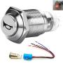 Viping Push Button Switch Car Horn Button Switch momentary Switch Connector 12V DIY Switch 16mm Red LED On/Off Reset Switch Button Metal Speaker Horn Switch Power Metal Toggle Switch Car Boat Moto