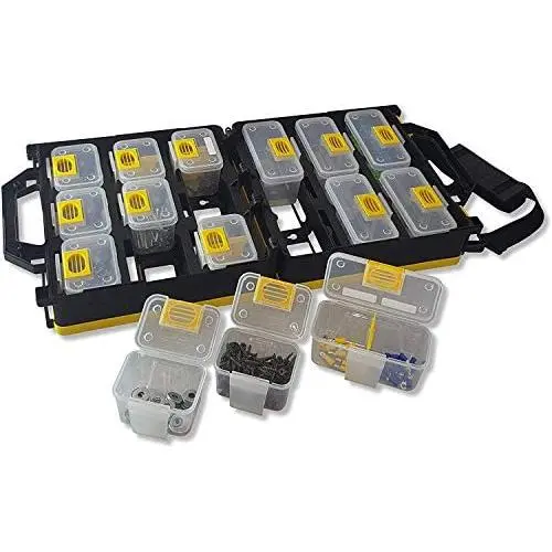 WorkVanEquipment Mobile Hardware Case Tackle Box with Removable Compartment Organizer and Shoulder Strap - US Patented