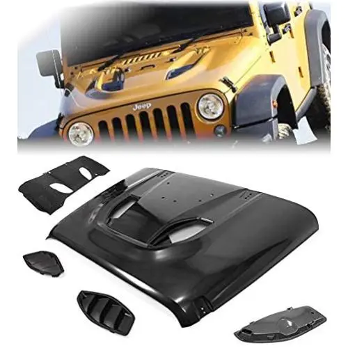 Brand] EAX Compatible with Jeep JK Wrangler Metal Rubicon 10th Anniversary 07 08 09 10 11 12 13 14 15 16 17 Sport Utility 2-D 4-D Replacement for Protector Hard Rock Style Hood Heavy Duty HD Off Road