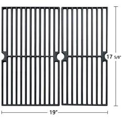 Hongso Cast Iron Cooking Grid Grates Replacement Parts for Brinkmann 810-3820-S, 810-3821-F, 810-3821-S, Dyna-Glo DGP350NP and Master Forge MFA350CNP Gas Grill Models, 17 5/8 Inch, Set of 2 (PCG222)