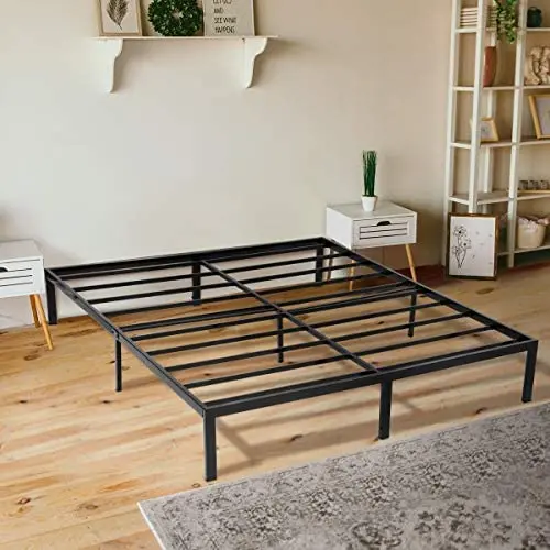 KINGSO Queen Bed Frame, 14 Inch Metal Platform Bed Frame with Storage, Heavy Duty Steel Slat and Anti-Slip Support, Easy Quick Lock Assembly, No Box Spring Needed - Queen KINGSO Queen Bed Frame, 14 Inch Metal Platform Bed Frame with Storage, Heavy Duty Steel Slat and Anti-Slip Support, Easy Quick Lock Assembly, No Box Spring Needed - Queen