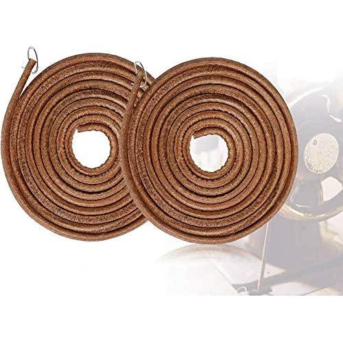 2 Pack Sewing Machine Belts 183cm 3/16'' Sewing Leather Belts Treadle Parts with Hook Replacement Leather Belt for Singer Jones Sewing Machine