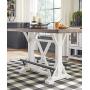 Signature Design by Ashley Valebeck Counter Height Dining Room Table, White/Brown