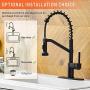 OWOFAN Kitchen Faucets with Pull Down Sprayer Solid Brass Matte Black Industrial Single Handle One Hole Or 3 Hole Faucet for Farmhouse Camper Laundry Utility Rv Wet Bar Sinks