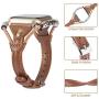 Wearlizer Leather Compatible with Apple Watch Bands 38mm 40mm for iWatch SE Womens Handmade Twist Strip Brown Strap with Bronze Rivet Rope Wristband Stylish Bracelet (Silver Clasp) Series 6 5 4 3 2 1