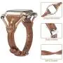 Wearlizer Leather Compatible with Apple Watch Bands 38mm 40mm for iWatch SE Womens Handmade Twist Strip Brown Strap with Bronze Rivet Rope Wristband Stylish Bracelet (Silver Clasp) Series 6 5 4 3 2 1