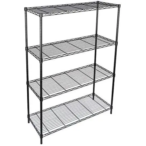 SUPER DEAL Black 4-Shelf Heavy Duty Storage Wire Shelving Unit for Restaurant Garage Pantry Kitchen Garage Rack (36L x 14W x 54H)