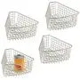 mDesign Farmhouse Metal Kitchen Cabinet Lazy Susan Storage Organizer Basket with Front Handle - Small Pie-Shaped 1/8 Wedge, 4.2'' Deep Container - 4 Pack - Satin mDesign Farmhouse Metal Kitchen Cabinet Lazy Susan Storage Organizer Basket with Front Handle - Small Pie-Shaped 1/8 Wedge, 4.2'' Deep Container - 4 Pack - Satin