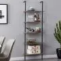 SUPERJARE Industrial Ladder Shelf, 5-Tier Wood Wall-Mounted Bookcase with Stable Metal Frame, 72 Inches Storage Rack Shelves Display Plant Flower, Stand Bookshelf for Home Office - Vintage Brown SUPERJARE Industrial Ladder Shelf, 5-Tier Wood Wall-Mounted Bookcase with Stable Metal Frame, 72 Inches Storage Rack Shelves Display Plant Flower, Stand Bookshelf for Home Office - Vintage Brown