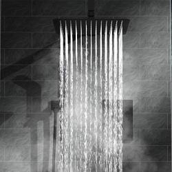 SR SUN RISE Matte Black Shower System 10 Inches Brass Bathroom Luxury Rain Mixer Shower Combo Set Wall Mounted Rainfall Shower Head System Shower Faucet Rough-in Valve Body and Trim Included