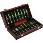 Agirlgle International Chess Set with Folding Wooden Chess Board and Classic Handmade Standard Pieces Metal Chess Set for Kids Adult