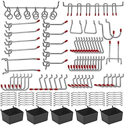 114 pcs Pegboard Hooks Assortment with Metal Hooks Sets, Pegboard Bins, Peg Locks for Organizing Storage System Tools 114 pcs Pegboard Hooks Assortment with Metal Hooks Sets, Pegboard Bins, Peg Locks for Organizing Storage System Tools
