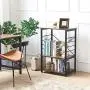 YMYNY Industrial Microwave Oven Stand, 3-Tier Kitchen Bakers Rack with Metal Frame and 6 Hooks, Multifunctional Coffee Bar for Living Room Decoration, Rustic Brown UTMJ022H YMYNY Industrial Microwave Oven Stand, 3-Tier Kitchen Bakers Rack with Metal Frame and 6 Hooks, Multifunctional Coffee Bar for Living Room Decoration, Rustic Brown UTMJ022H