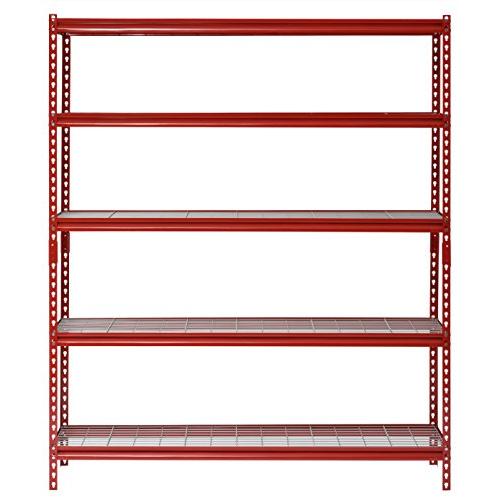 Muscle Rack UR601872WD5-R 5-Shelf Steel Shelving Unit, 60'' Width x 72'' Height x 18'' Length, Red