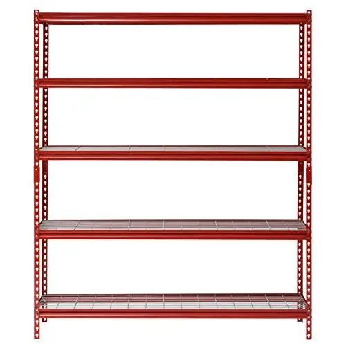 Muscle Rack UR601872WD5-R 5-Shelf Steel Shelving Unit, 60'' Width x 72'' Height x 18'' Length, Red