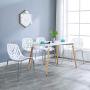 Bonnlo Modern Stackable Chair Set of 4 Kitchen Dining Chair Birch Sapling Comfy Chairs for Indoor Use (White)