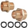 Xiny Tool 3/4'' GHT Male x 1/2'' NPT Male Connector, Brass Garden Hose Fitting, Adapter, Industrial Metal Brass Garden Hose to Pipe Fittings Connect, 2 Pack