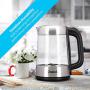 Zeppoli Electric Kettle - Fast Boiling and Cordless Glass Tea Kettle (1.7L) Stainless Steel Finish Hot Water Kettle – Hot Water Dispenser, Tea Pot Water Heater with Auto Shut-Off and Boil-Dry Protection