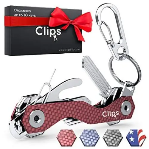 Clips Smart Compact Key Holder Keychain - Made of Carbon Fiber & Stainless Steel- Pocket Organizer Up to 28 Keys- Lightweight, Strong Includes Bottle Opener, Carabiner & More Clips Smart Compact Key Holder Keychain - Made of Carbon Fiber & Stainless Steel- Pocket Organizer Up to 28 Keys- Lightweight, Strong Includes Bottle Opener, Carabiner & More