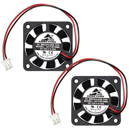 2-Packs 40 x 40 x 10mm 4010 12V 0.10A Brushless DC Cooling Fan 2pin AV-F4010MB UL CE