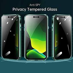 Jonwelsy Anti Peeping Case for iPhone 12 Pro Max (6.7 Inch), Double-Sided Anti Spy Tempered Glass Privacy, 360 Degree Protection Cover, Magnetic Adsorption Metal Bumper for iPhone 12 PM (Blue)