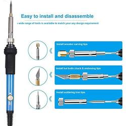 Upgraded Wood Burning Kit 47PCS,Wood Burner Pyrography Pen with Adjustable Temperature/Soldering Tips/CarvingKnife/Embossing/Stencil+Stand