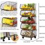 Momotata Rolling Stackable Baskets Storage Bins, 5-Tier Stainless Steel Metal Wire Organizer Kitchen Baskets Rack with Lockable Casters for Kitchen, Pantry, Bathroom,Bedroom Garage- Black (5-Tier)
