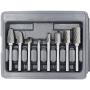 YUFUTOL Carbide Burr Set with 1/4(6.35mm) Shank 8pcs Double Cut Solid Carbide Rotary Burr Set for Die Grinder Drill, Metal Wood Carving, Engraving,Polishing,Drilling